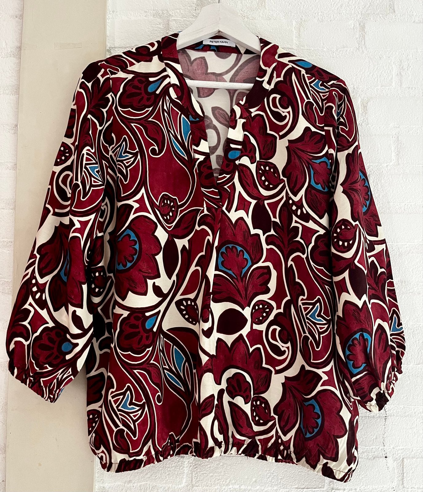 Peter Hahn Blouse met bloemenpatroon, Maat 40, Kleding | Dames, Blouses en Tunieken, Zo goed als nieuw, Maat 38/40 (M), Rood, Verzenden