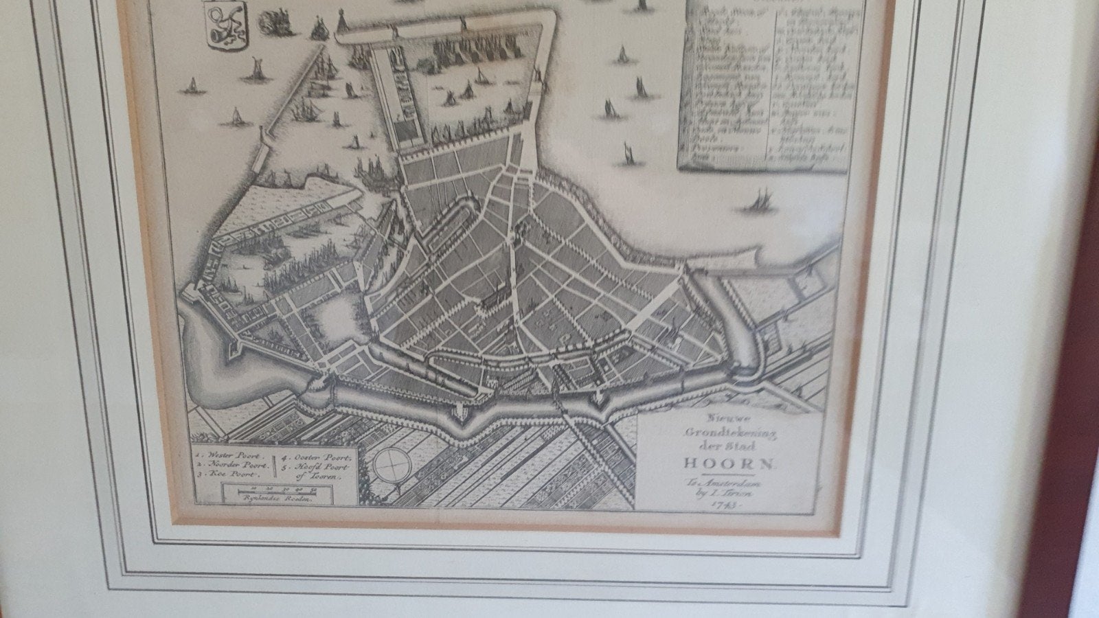antieke plattegrond hoorn, Ophalen of Verzenden
