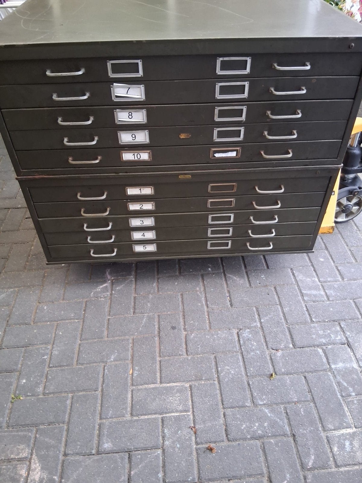 2 Vintage metal archiefkasten met 5 aden, Ophalen, Gebruikt, 100 tot 150 cm, 75 cm of meer