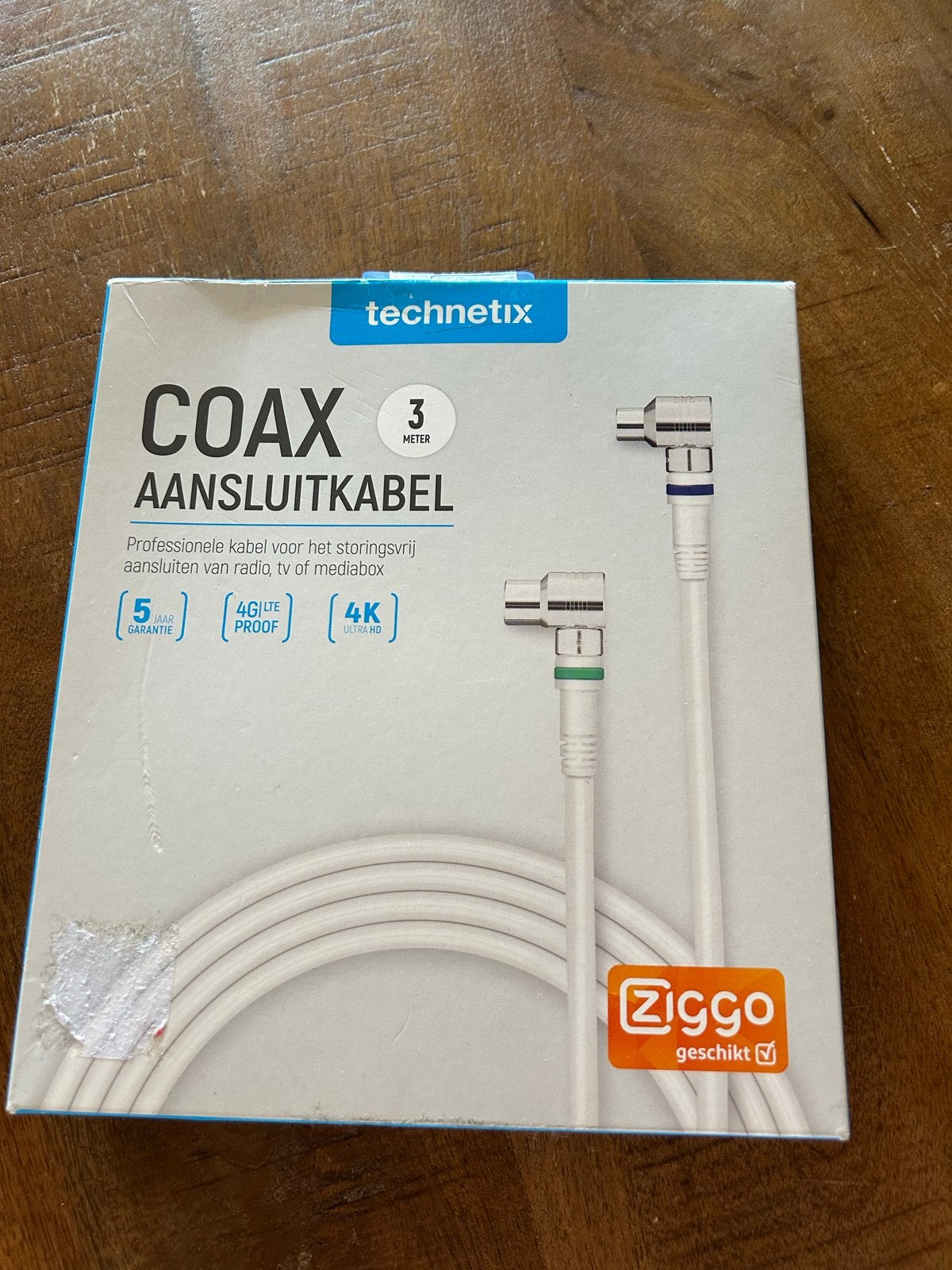Technetix Coax Aansluitkabel 3 Meter - Ziggo Geschikt, Ophalen of Verzenden, Nieuw, 2 tot 5 meter, Coaxiale kabel