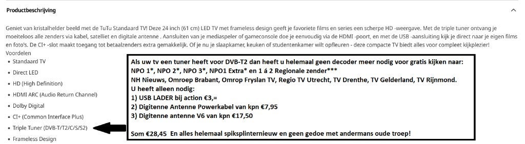 DIGITENNE GRATIS  binnenantenne, Verzenden, Nieuw, Decoder