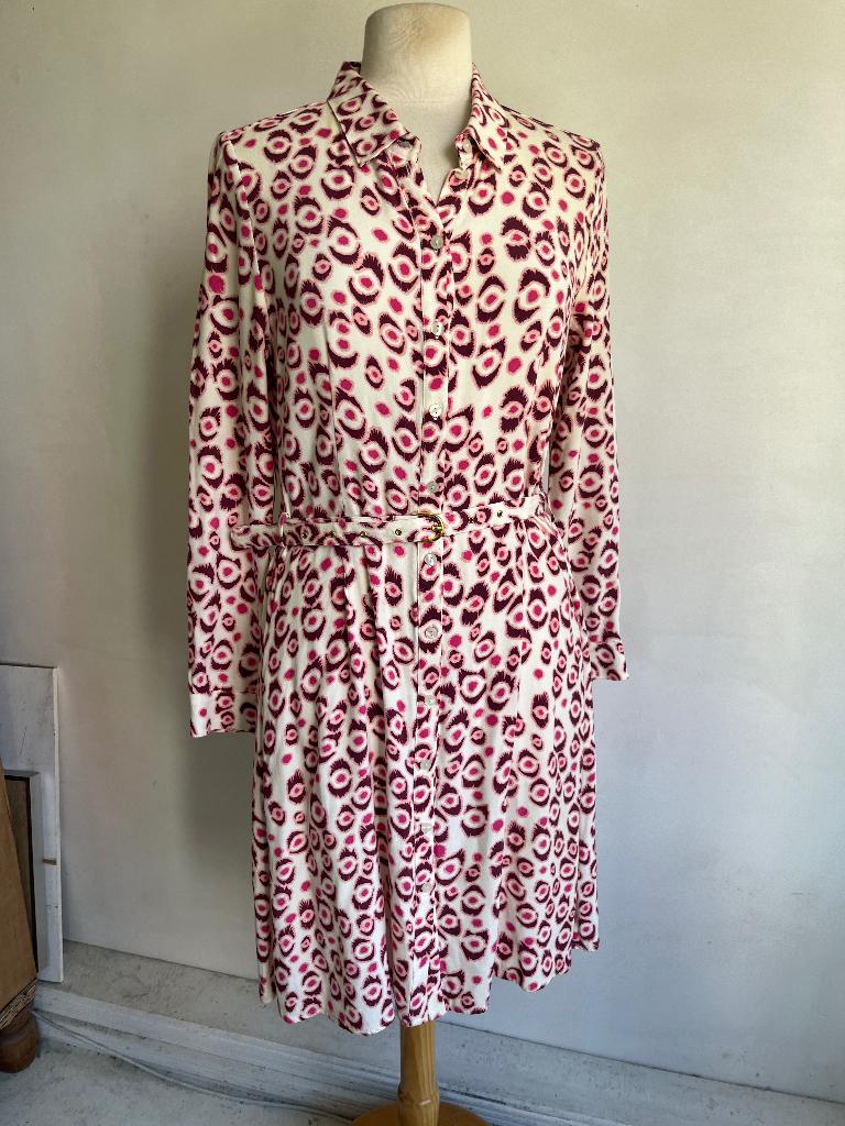 Fabienne chapot jurkje wit roze, Maat 38/40 (M), Verzenden, Zo goed als nieuw, Roze