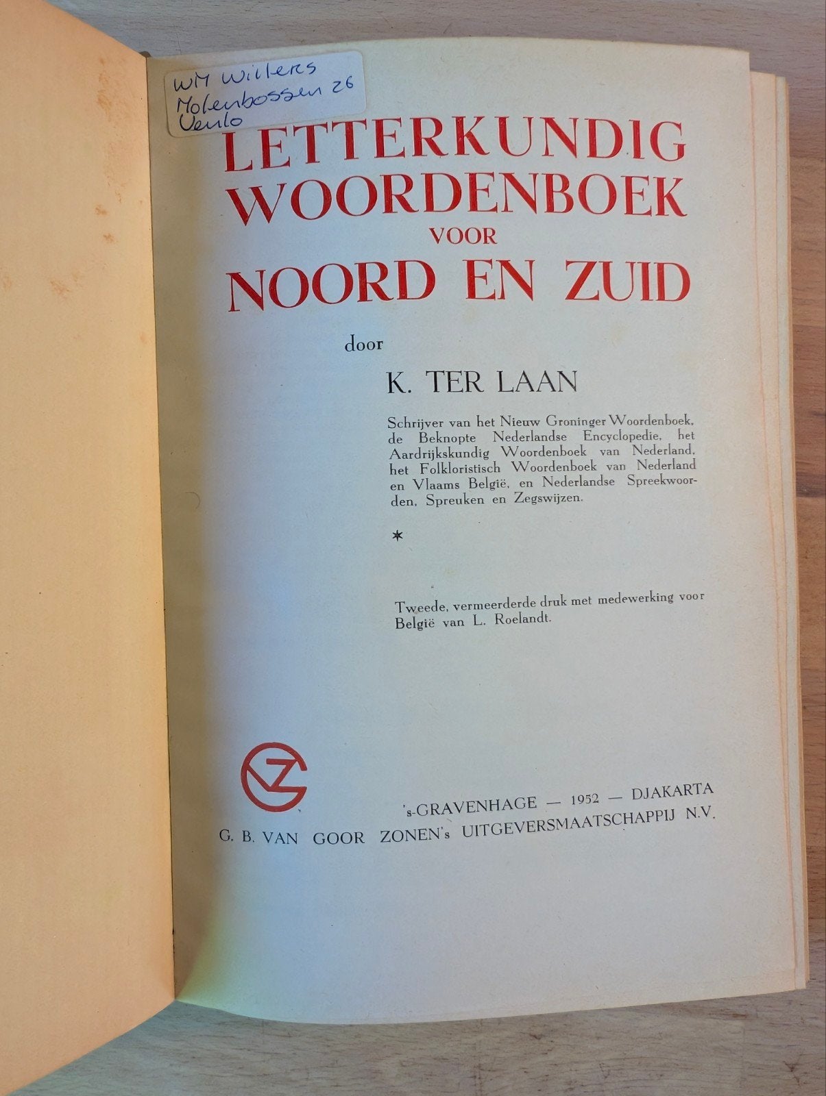 Letterkundige woordenboek voor Noord en Zuid 1952, Boeken, Ophalen of Verzenden, Gelezen, Overige uitgevers