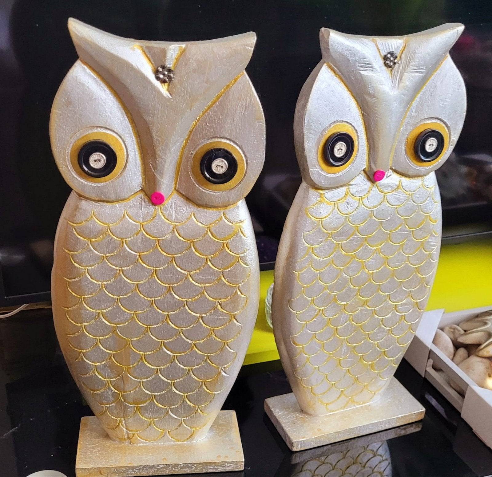 Set van 2 Uilen en 2 Zonnen Decoratie, Overige materialen, Overige stijlen, Ophalen of Verzenden, Zo goed als nieuw
