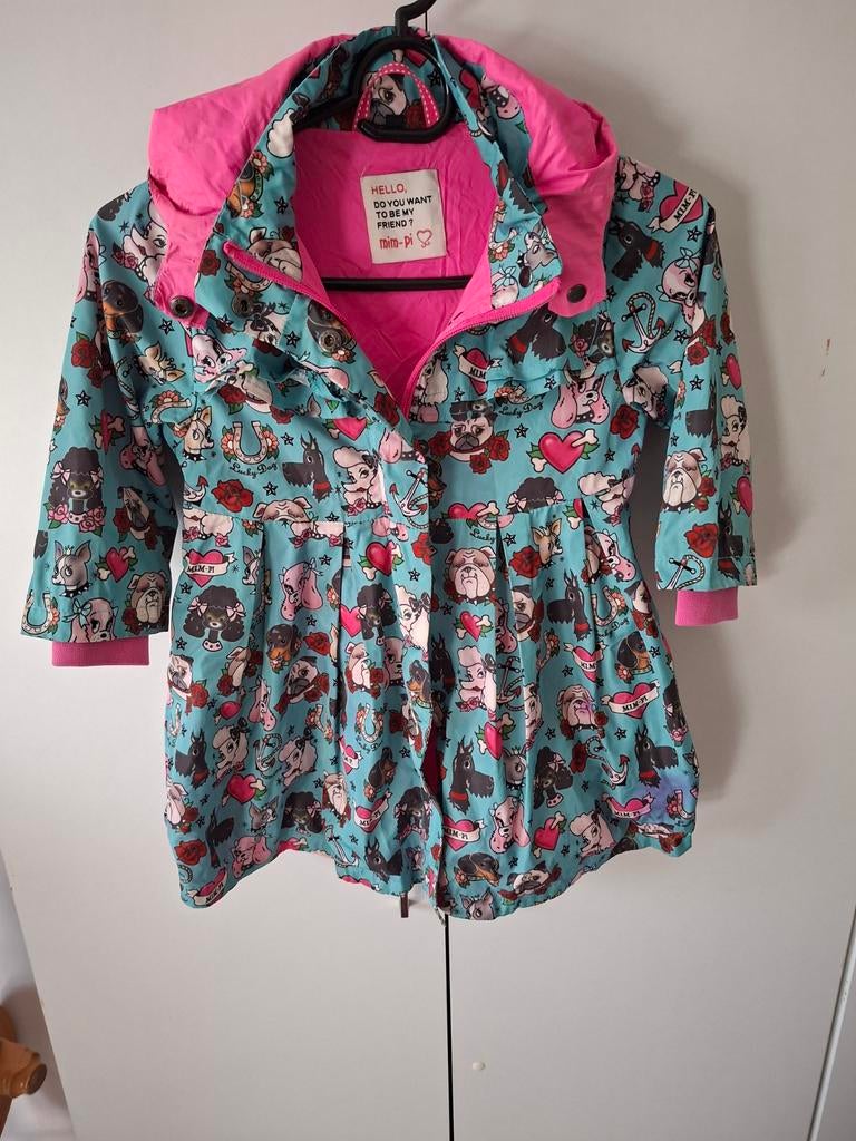 Leuke jas met hondenprint en roze capuchon, Mimpi, Meisje, Ophalen of Verzenden, Zo goed als nieuw