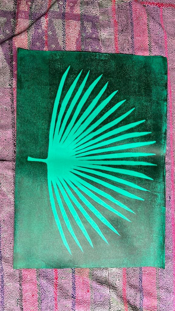 Enkel Art Studio Monoprint - Palmblad 70x100 cm, Ophalen of Verzenden