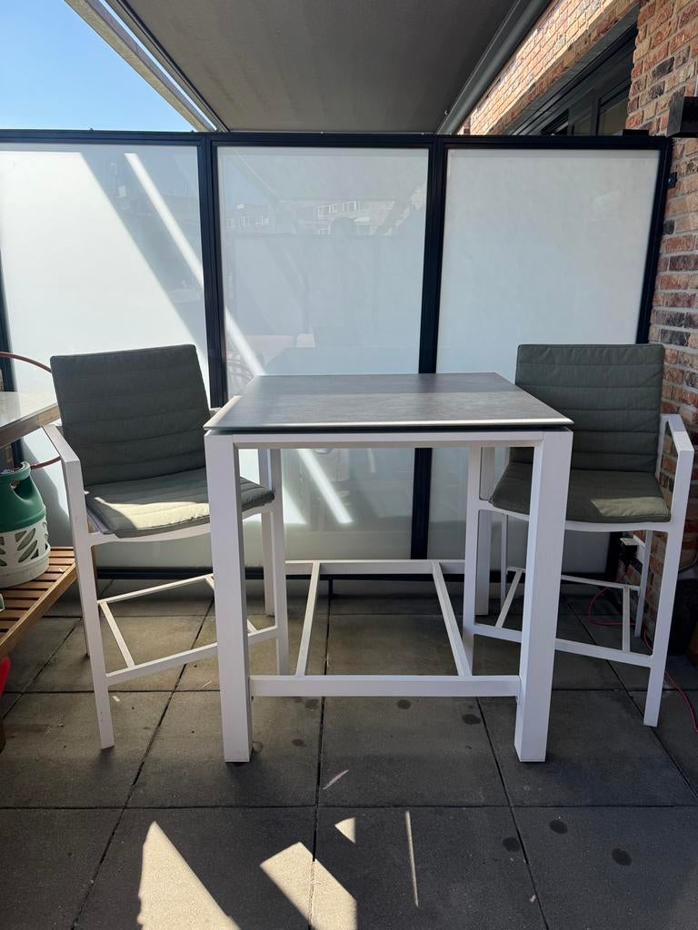 Life: Moderne bartafel met 2 barkrukken - Grijs/Wit, Ophalen, Zo goed als nieuw