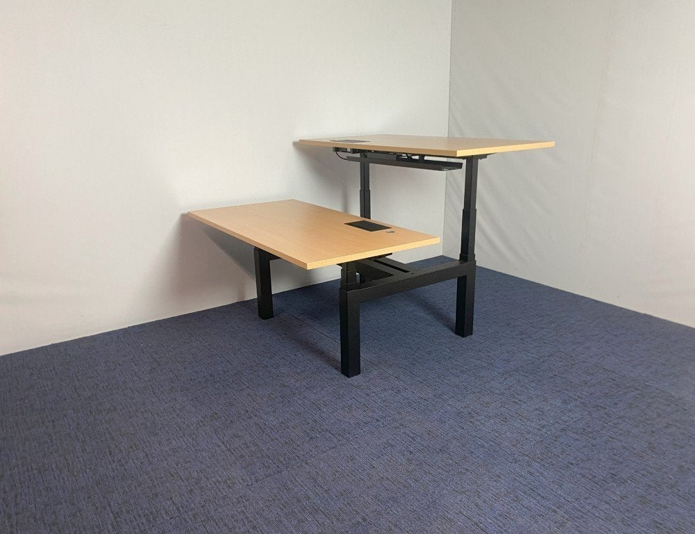 4 x Bench zit/sta bureau Gispen (elektrisch), 160 x 170 cm., Ophalen, Gebruikt, In hoogte verstelbaar, Gispen