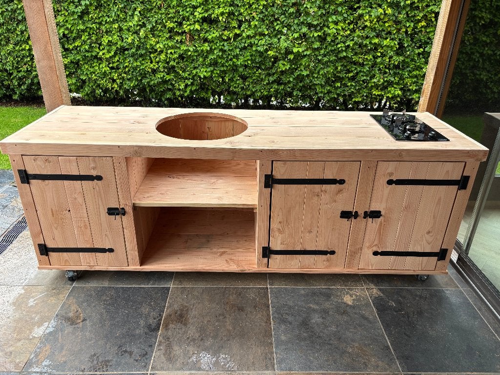 Uniek barbecuemeubel van douglashout of steigerhout maatwerk, Ophalen, Nieuw