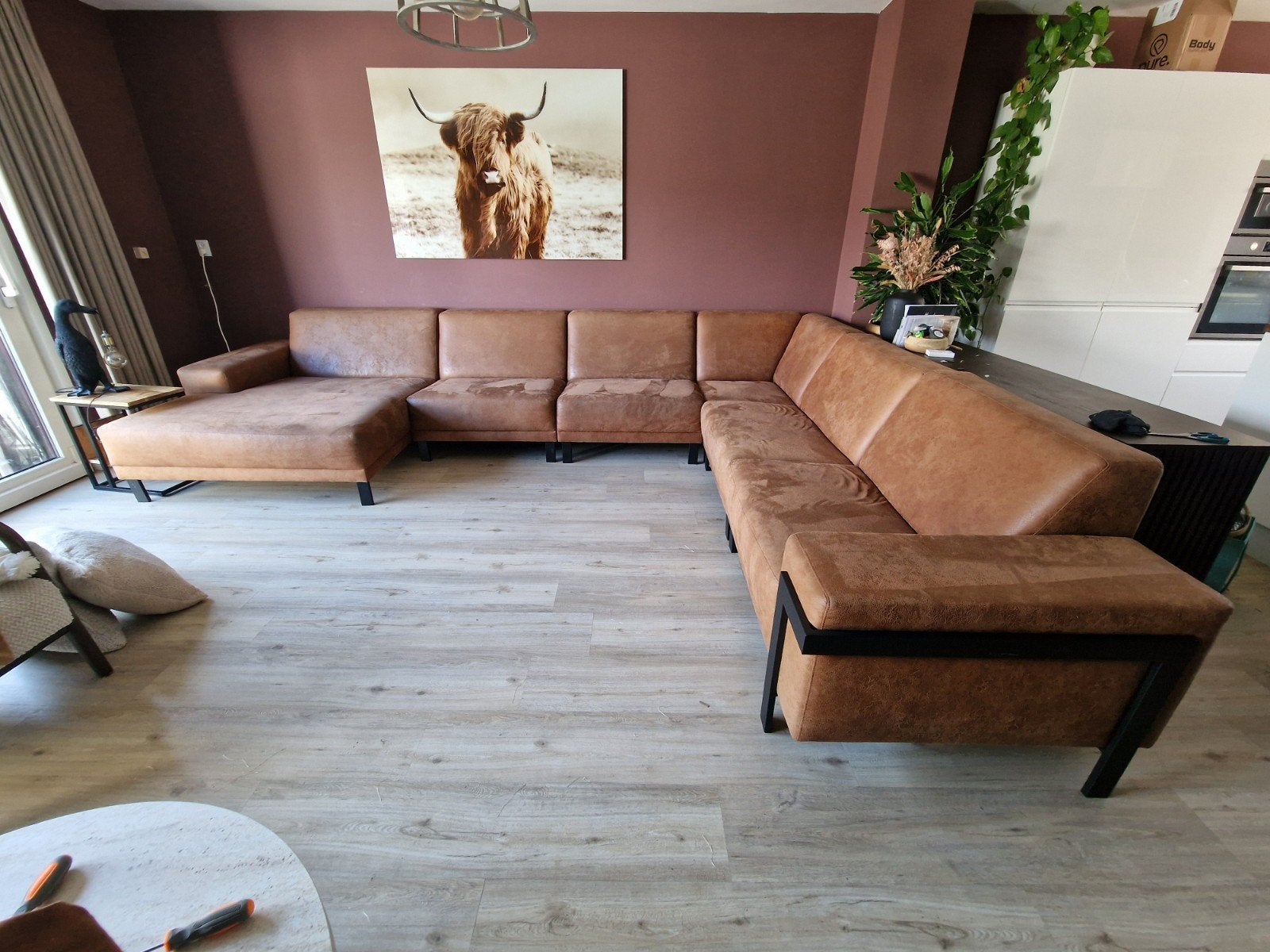 Grote Jaxx bank - 4.06m breed, 3.06m Lang u-bank, Ophalen, Gebruikt, Minder dan 75 cm, Hoekbank