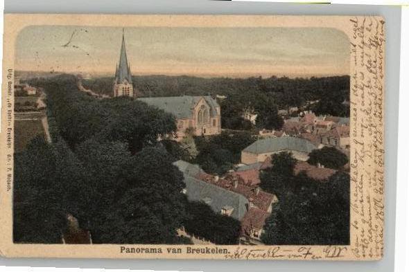 Breukelen Panorama uitg P. Mobach kleinrond st ZUILEN 1901, Verzenden, Voor 1920, Gelopen, Utrecht