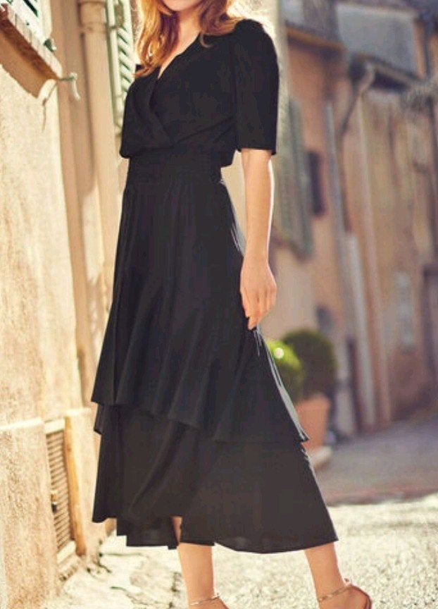 Prachtige zwarte jurk l xl ladress Lea, Kleding | Dames, Jurken, Verzenden, Zwart, Maat 46/48 (XL) of groter, Zo goed als nieuw