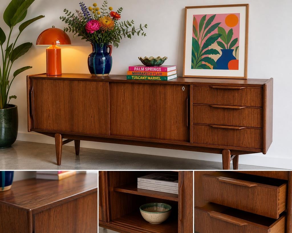 ❤️Vintage Wengé Dressoir Jaren '60 - Mid-Century Modern, Vintage, Mid-Century Modern, Jaren '60, Gebruikt, Met deur(en), 150 tot 200 cm