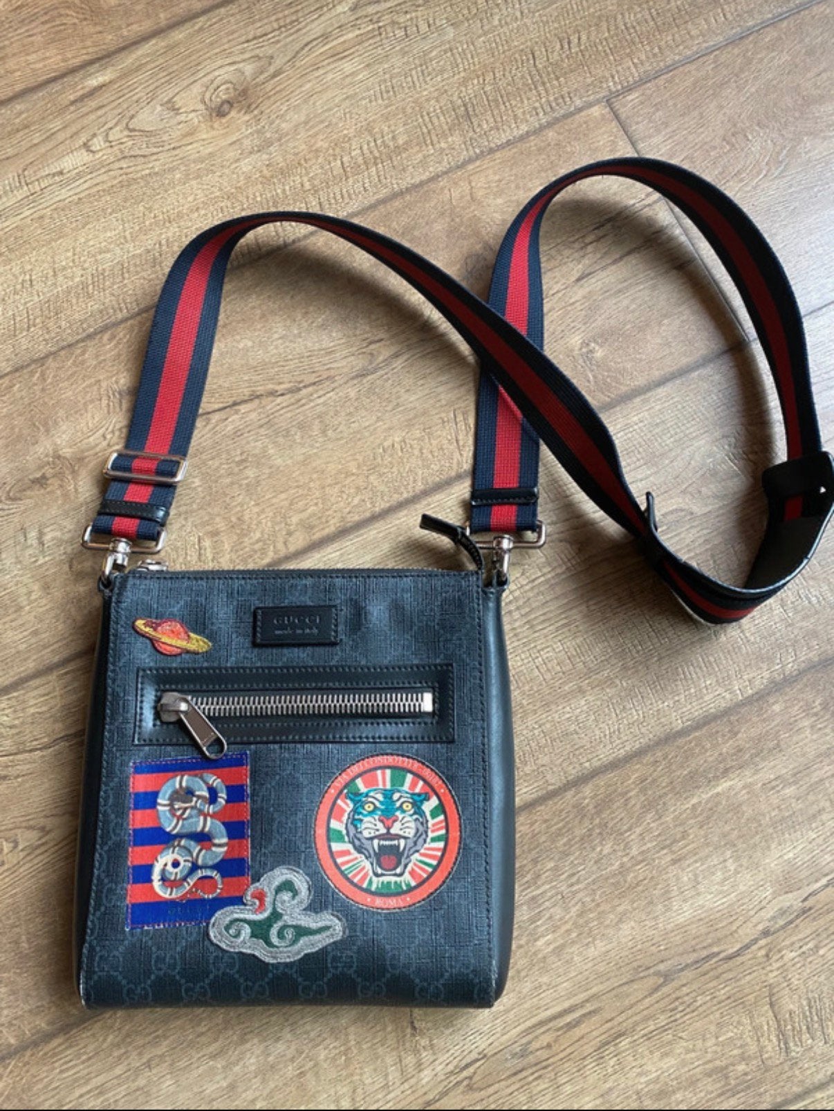 Gucci Night Courrier Messenger Bag GG Supreme – Origineel –, Overige merken, Gebruikt, Zwart, Italy