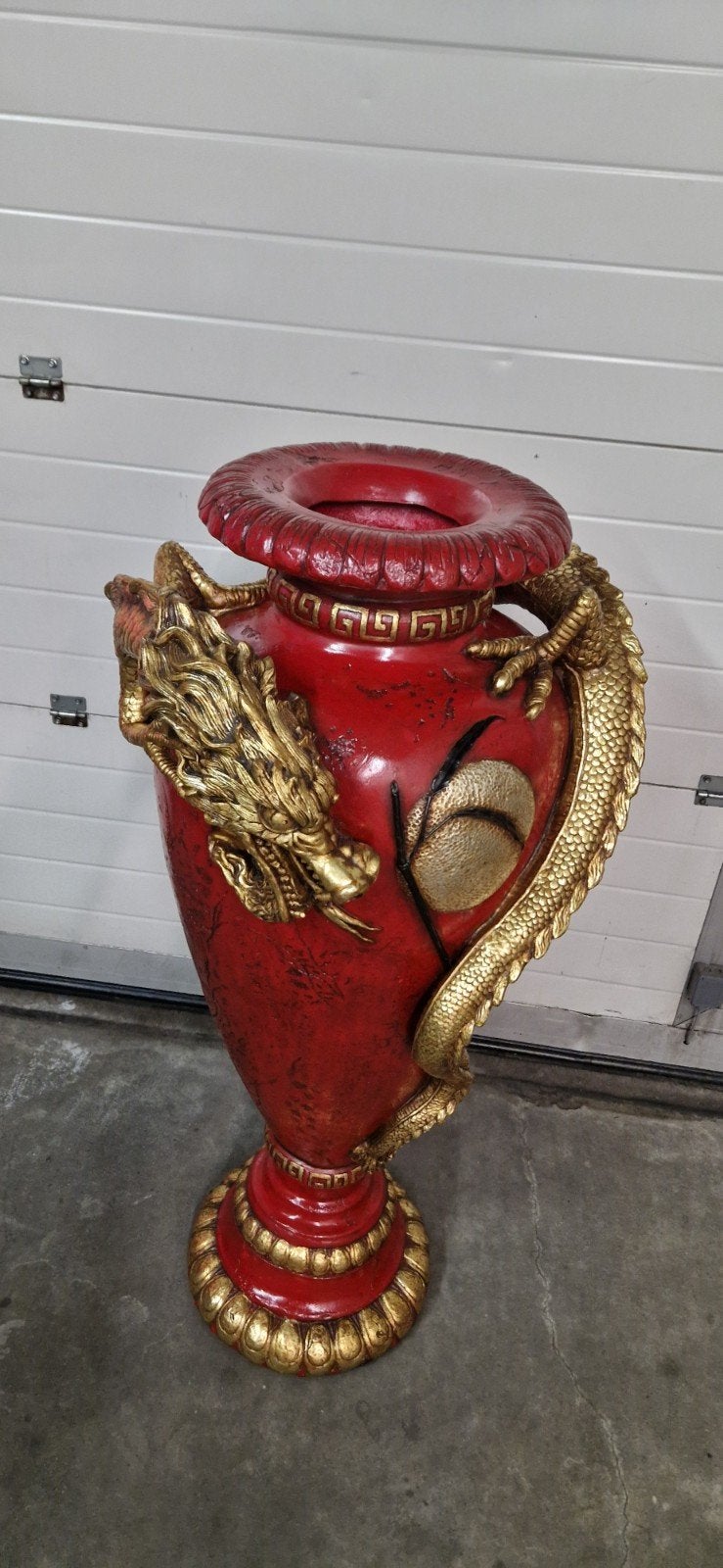 Chinese vaas draak goud rood 138cm, Ophalen, Zo goed als nieuw, Rood