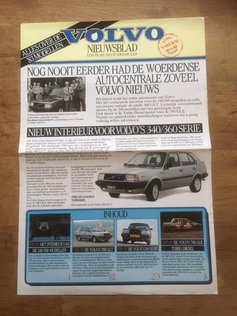 Autofolder/Brochure    Volvo     Nieuwsblad     1982      NL, Ophalen of Verzenden, Zo goed als nieuw, Volvo