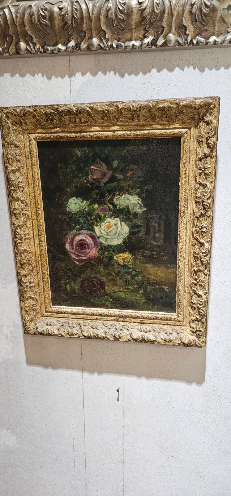 Antiek rozen schilderij., Ophalen of Verzenden