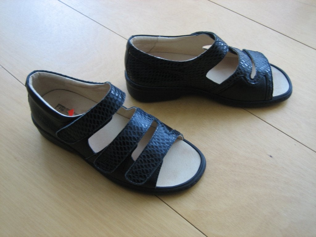 Nieuwe comfortabele zwart leren sandaal FISCHER 36 snazzeys, Fischer Markenschuh, Verzenden, Zwart, Nieuw