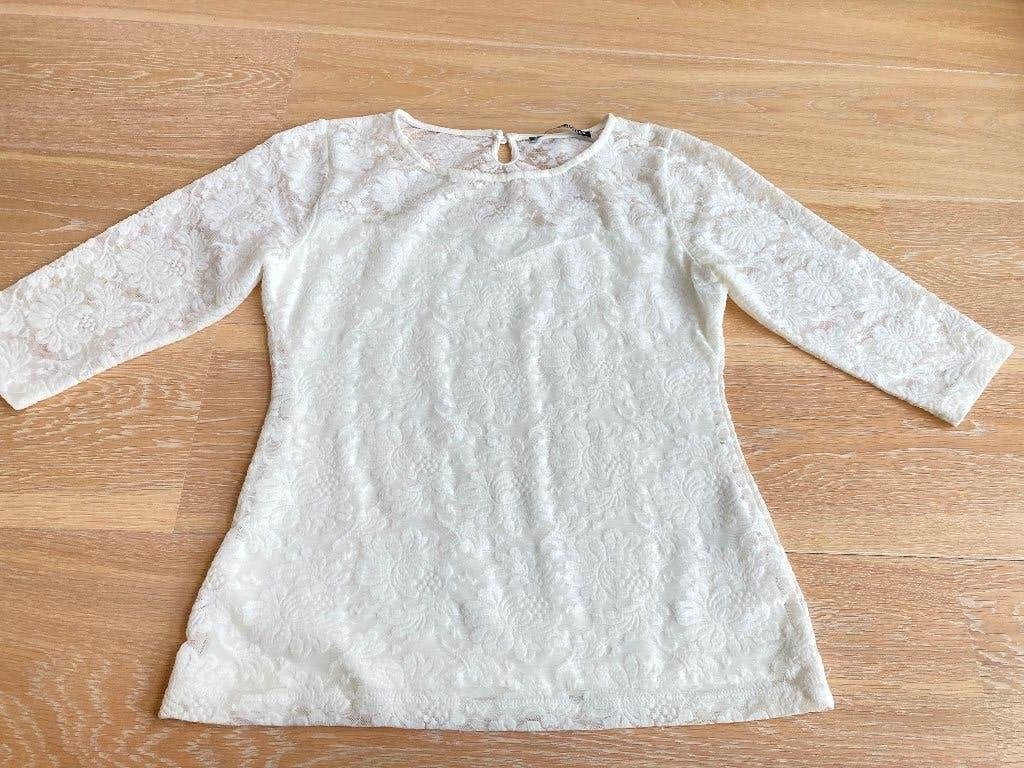 Creem wit kanten T-shirt, shirt van Juffrouw Jansen  mt. 158, Meisje, Ophalen of Verzenden, Zo goed als nieuw, Shirt of Longsleeve