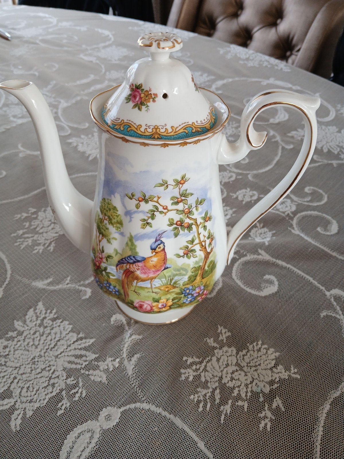 Royal Albert Chelsea Bird Koffiepot - 22 cm hoog, Antiek en Kunst, Ophalen of Verzenden