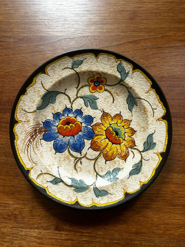Oud Gouda Zenith Wandbord - Handgeschilderde Bloemen, Antiek en Kunst, Antiek | Wandborden en Tegels, Ophalen of Verzenden