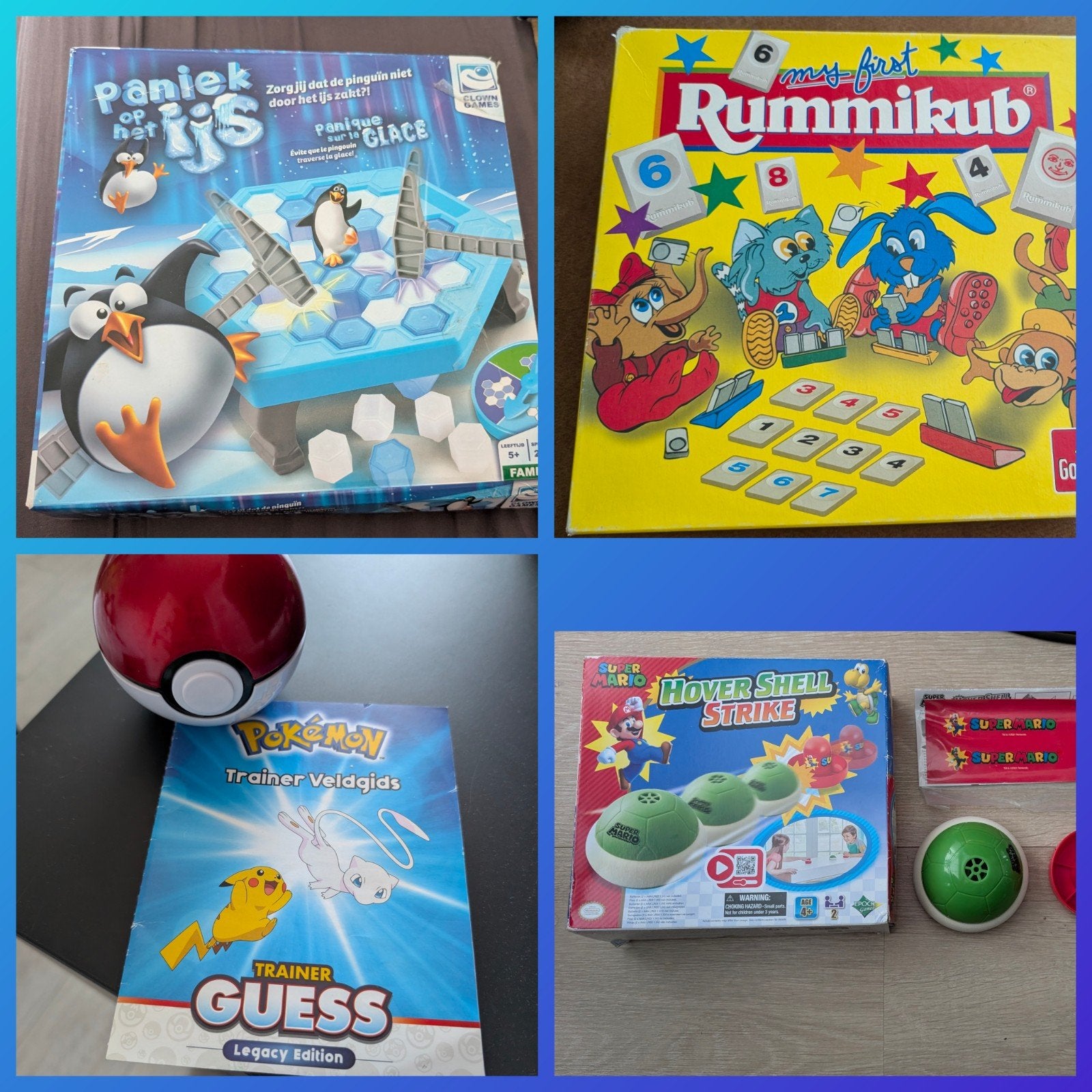 Spelletjes: Rummikub, Paniek op het IJs, Hover Shell Strike, Een of twee spelers, Ophalen of Verzenden, Gebruikt, Goliath, Clown Games, Nintendo