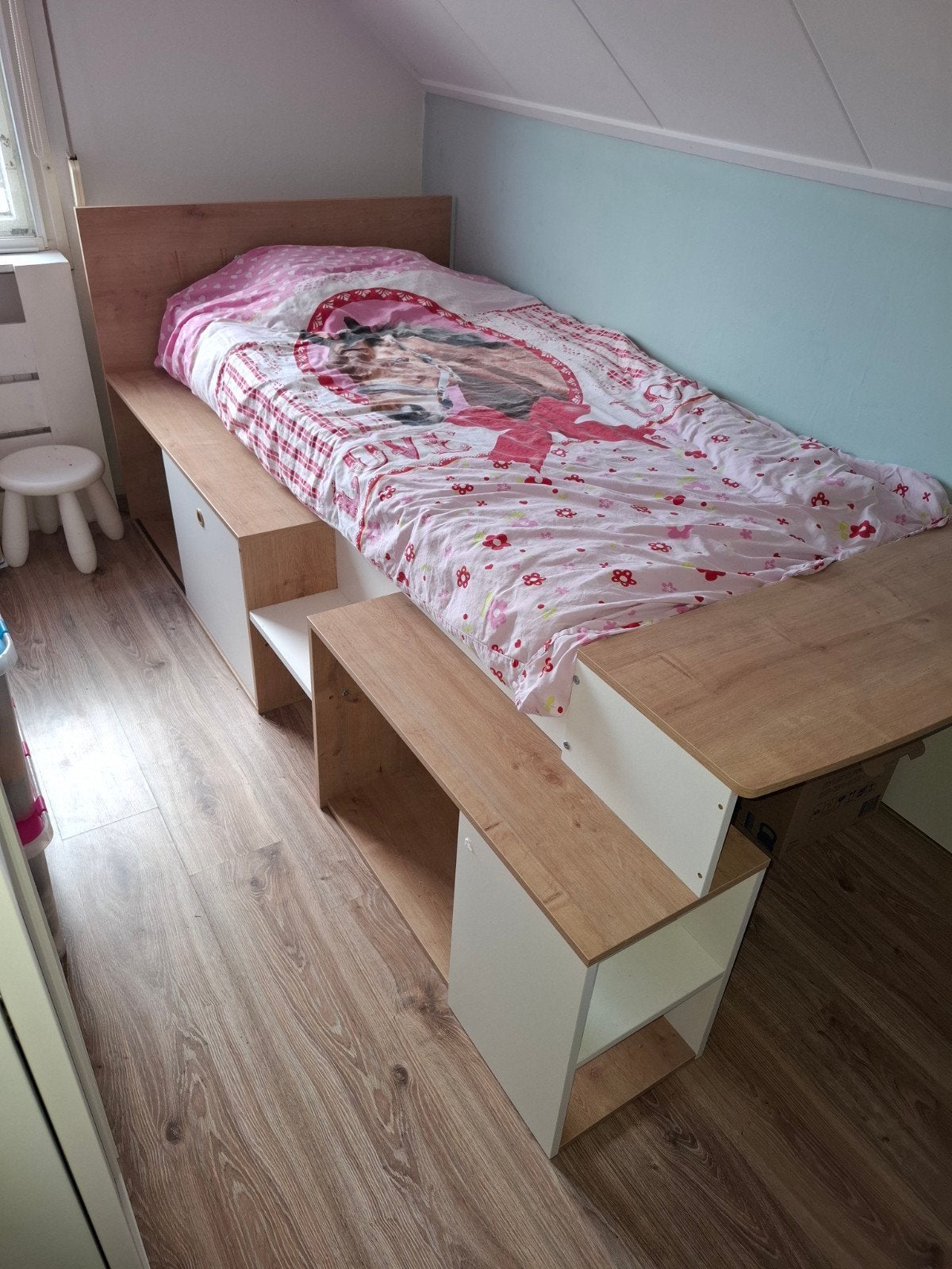 Eenpersoonsbed met opbergruimte of speelruimte, Huis en Inrichting, Ophalen, Gebruikt, 90 cm, 200 cm