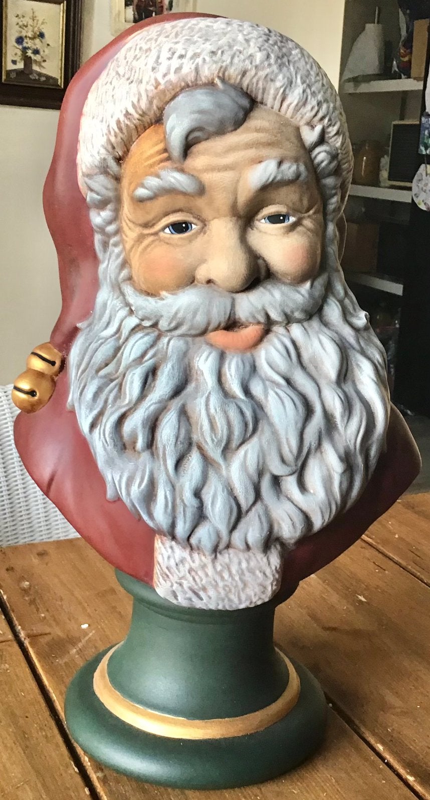 UNIEKE KERSTDECORATIE KERSTBEELD: HOOFD VAN DE KERSTMAN, Ophalen of Verzenden, Zo goed als nieuw