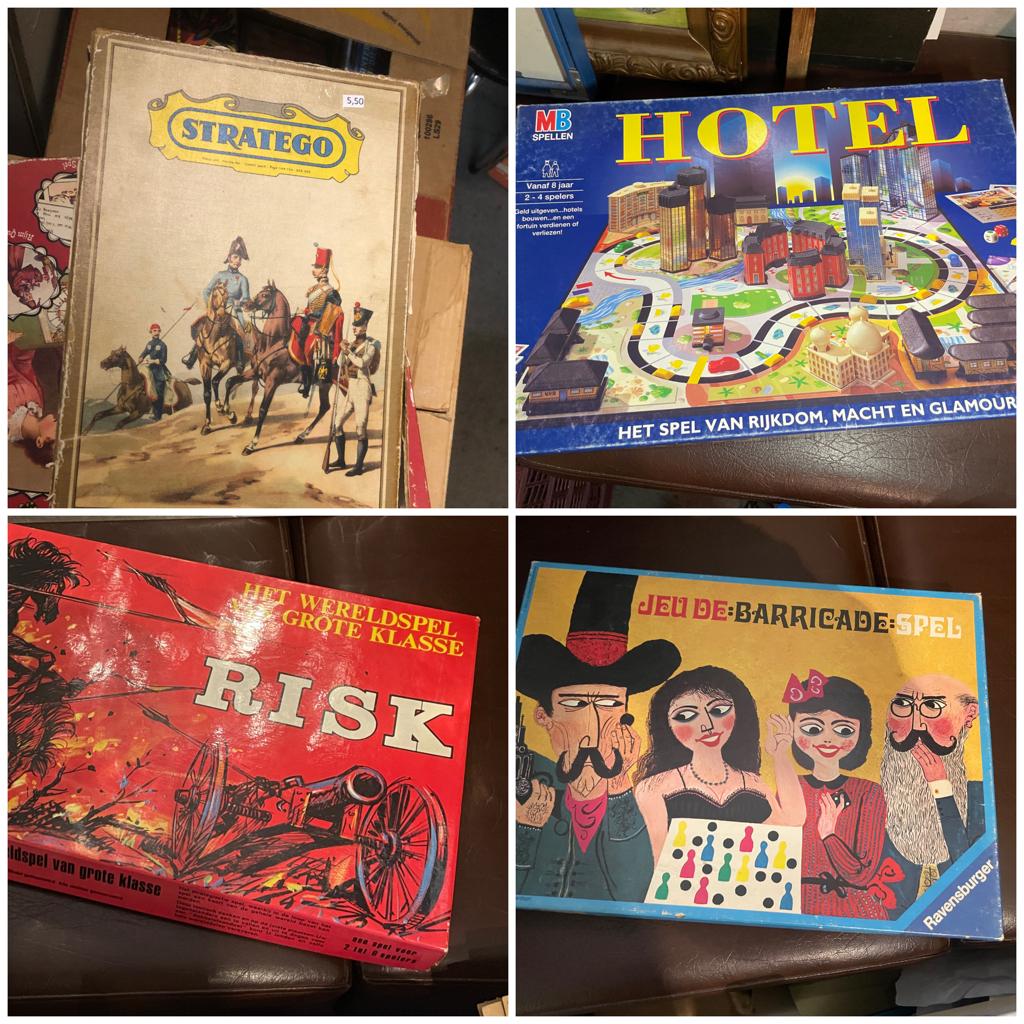 Spelletjes 4 in 1 pakket - Oude vintage bordspellen, Ophalen of Verzenden, Gebruikt