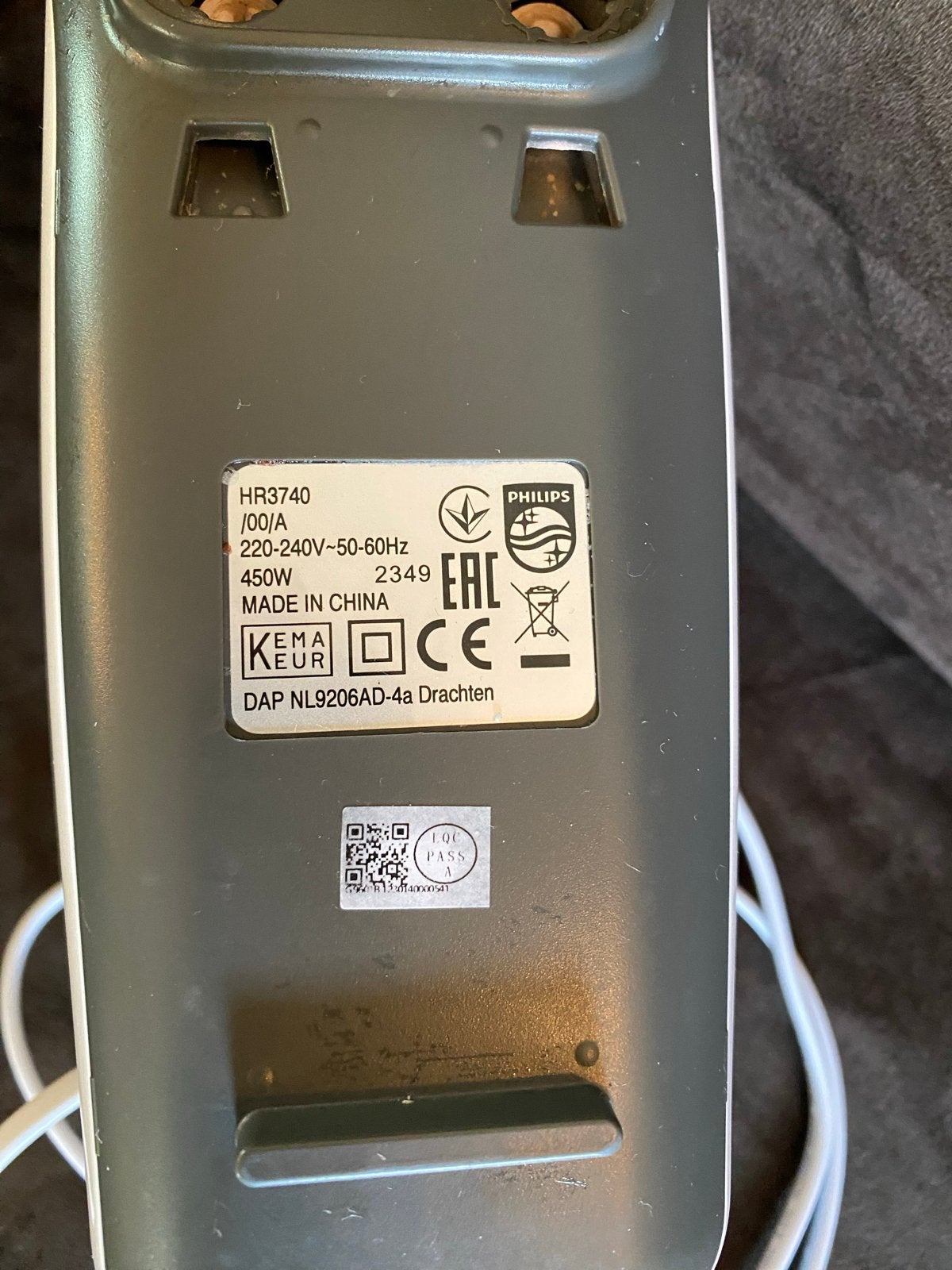Philips HR3740/00/A Handmixer zonder mixers, Ophalen, 3 snelheden of meer, Zo goed als nieuw, Vaatwasserbestendig