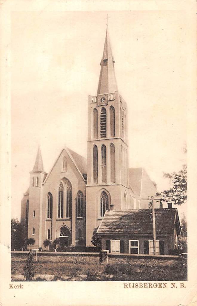 Rijsbergen N.B. R.K. Kerk Noord-Brabant, Verzamelen, Verzenden, 1920 tot 1940, Gelopen, Noord-Brabant