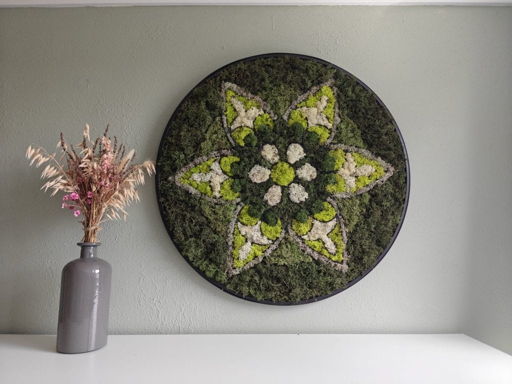 Unieke Mos Mandala mosschilderij wandbekleding, Ophalen of Verzenden, Nieuw, Natuurlijk materiaal