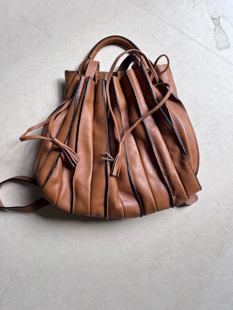 TK Lupo Barcelona handtas, model 'Abanico' (waaier), Ophalen, Zo goed als nieuw, Bruin, Handtas