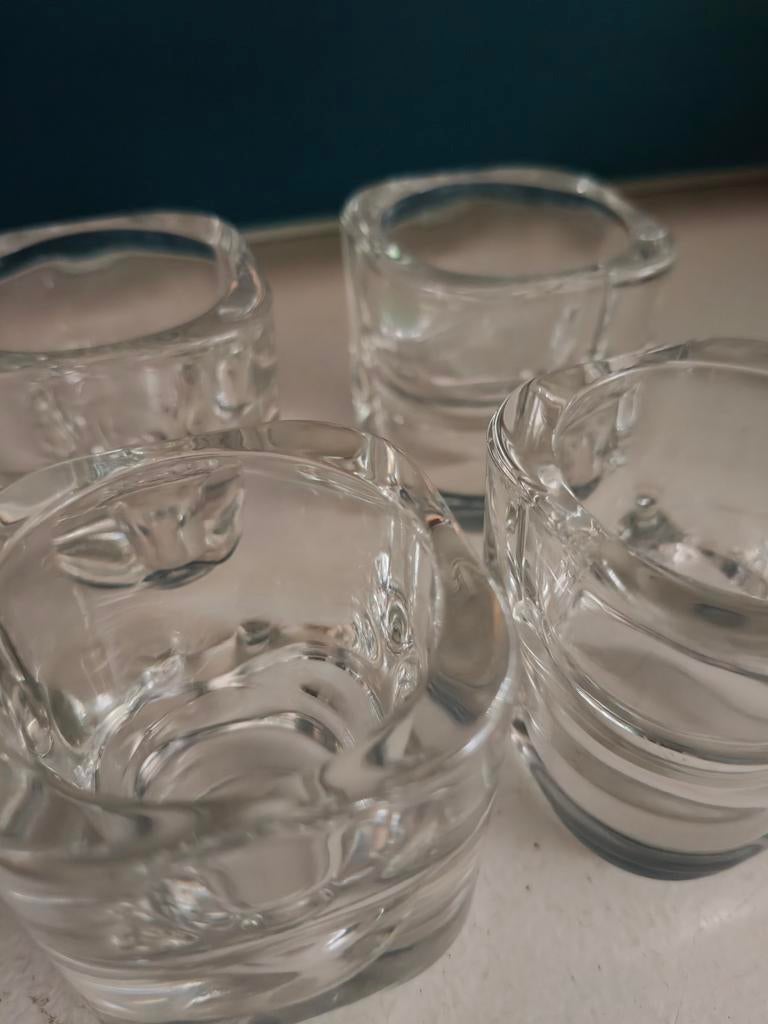 4 vintage glazen eierdoppen Joe Colombo x Fidenza Italy, Ophalen of Verzenden, Zo goed als nieuw, Glas, Overige typen