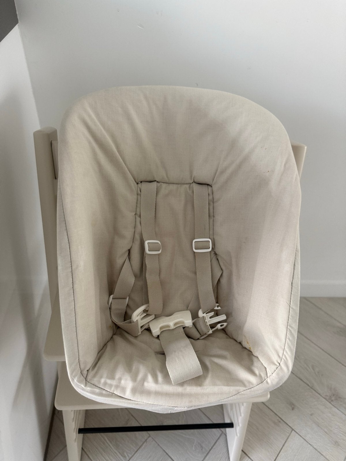 Stokke Tripp Trapp newbornset beige, Ophalen of Verzenden, Gebruikt, Meegroeistoel, Gordel(s)