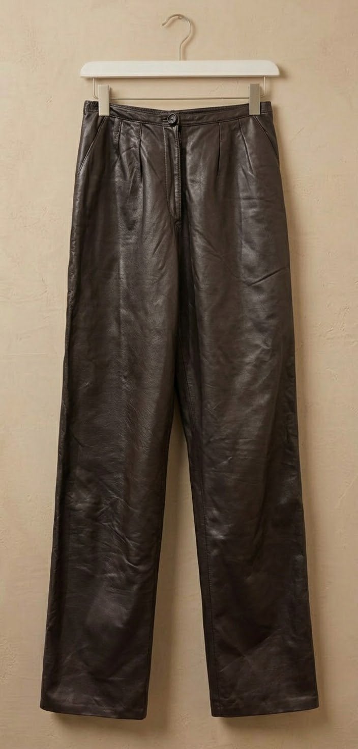 Vintage Italian Chocolate Brown Leather Trousers, Ophalen of Verzenden, Zo goed als nieuw, Bruin, Lang