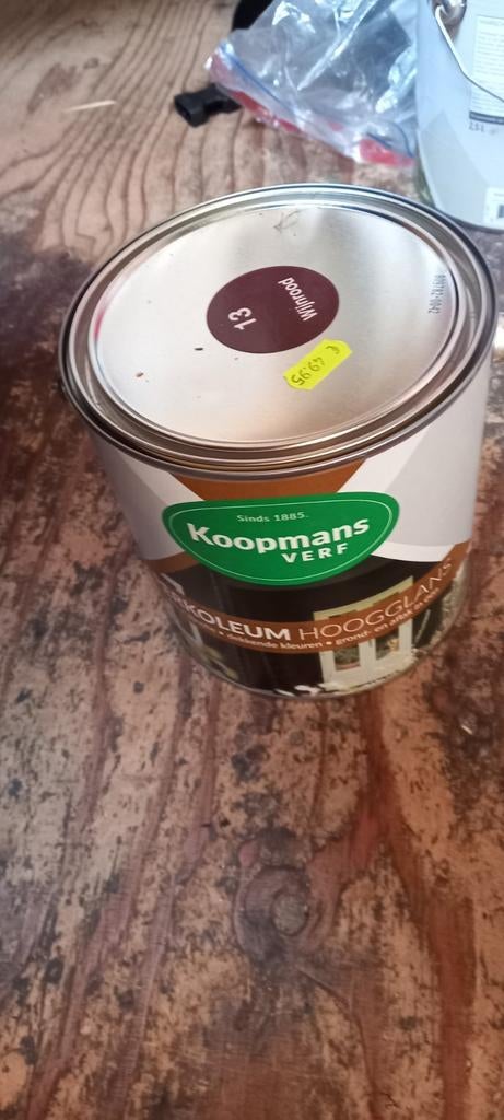 Nieuwe emmer Koopmans Perkoleum hoogglans wijnrood, Ophalen
