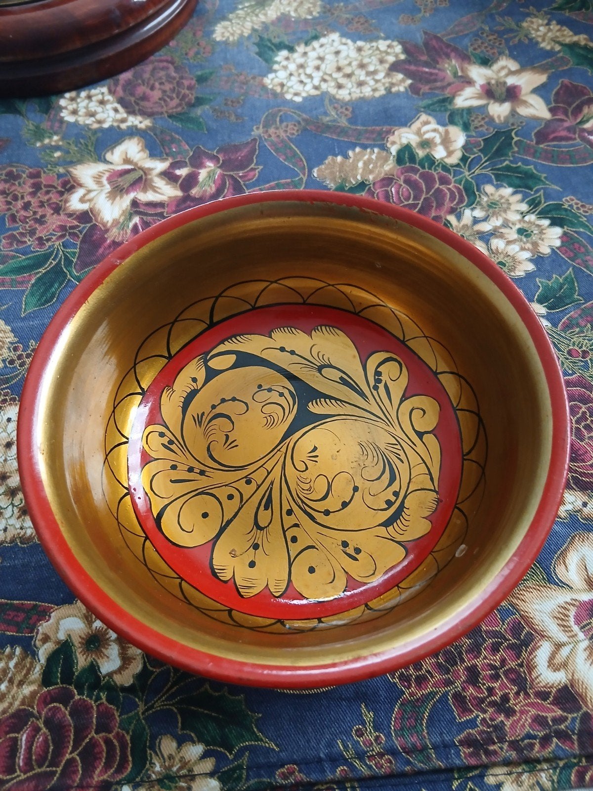 Vintage Russische Khokhloma Houten Kom - Handgeschilderd, Antiek en Kunst, Ophalen of Verzenden