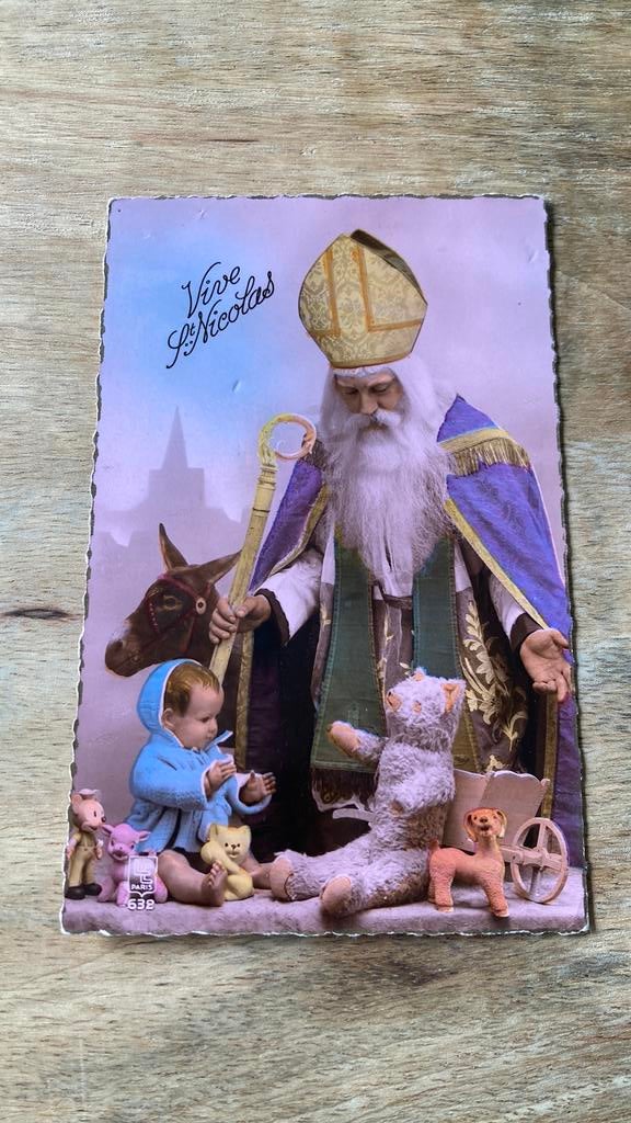 Oude ansichtkaart Sinterklaas Vive St. Nicolas, Ophalen of Verzenden, 1920 tot 1940, Gelopen