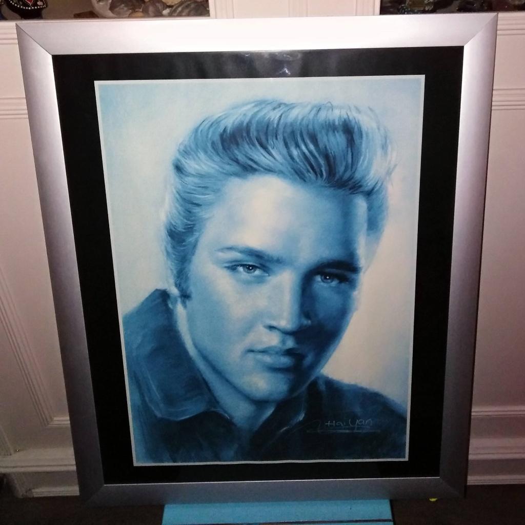 Elvis Presley schilderij Ingelijst Artwork by Haiyan, Ophalen, Gebruikt, Poster, Artwork of Schilderij
