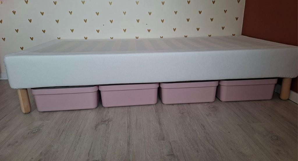 Ikea Boxpring Espevar 90x200cm, Ophalen, 90 cm, Eenpersoons, Wit