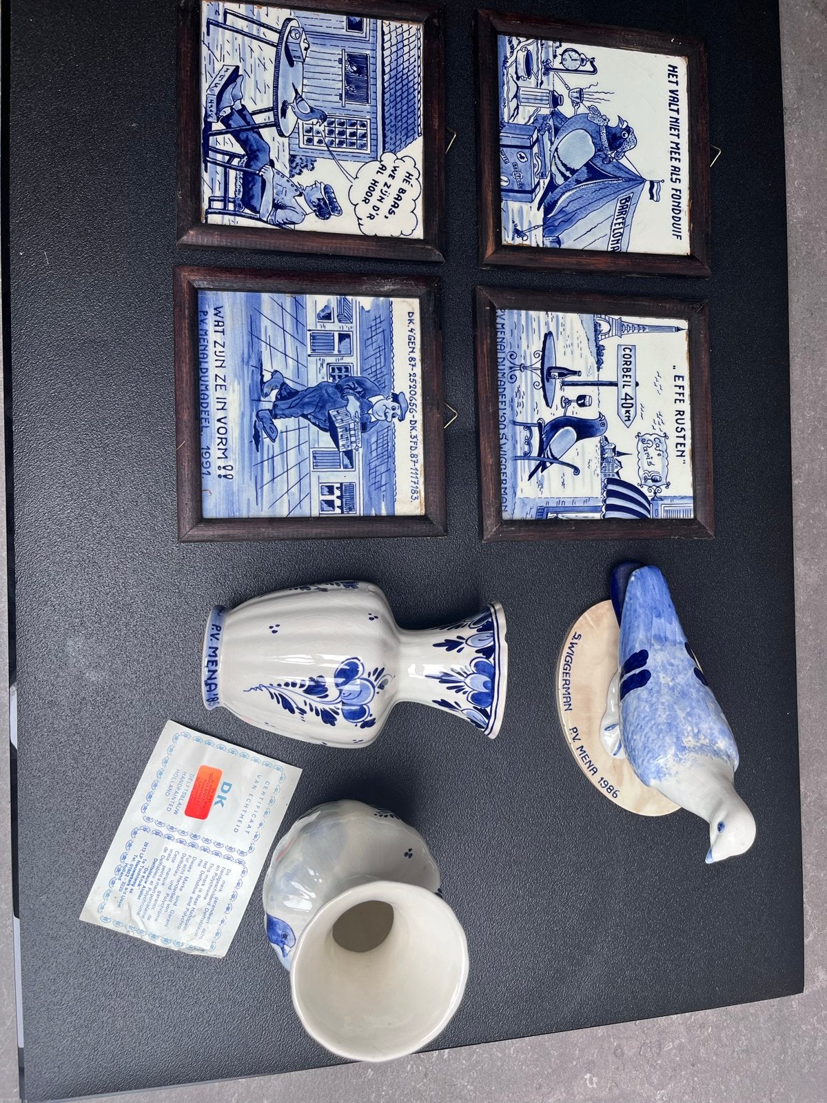 Delfts Blauw Tegeltjes en Vazen Set, Ophalen of Verzenden