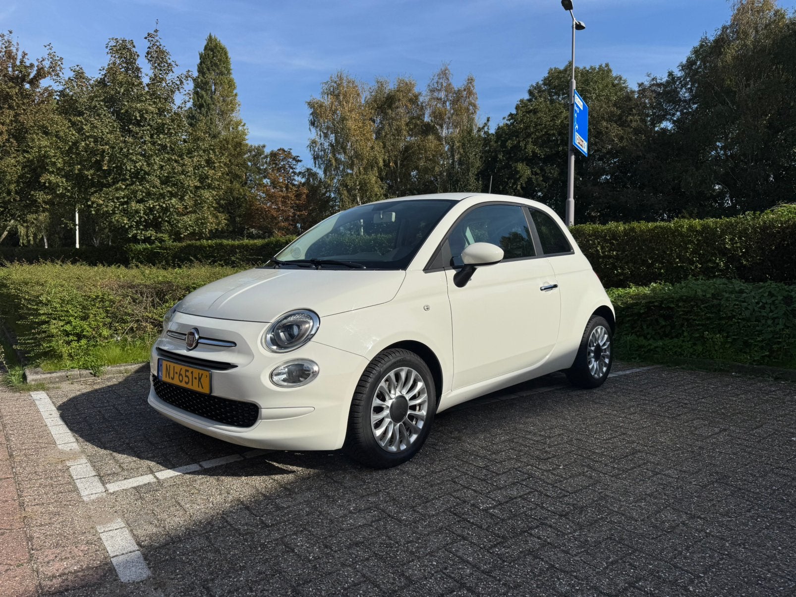 Fiat 500 0.9 TwinAir TURBO 80 pk | Wit | 2017 | Nieuwe APK, Auto's, Voorwielaandrijving, Stof, Origineel Nederlands, Start-stop-systeem