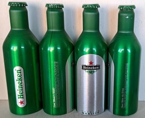 Heineken Bierflesje van Aluminium uit Frankrijk, Verzamelen, Biermerken, Ophalen of Verzenden, Gebruikt, Flesje(s), Heineken