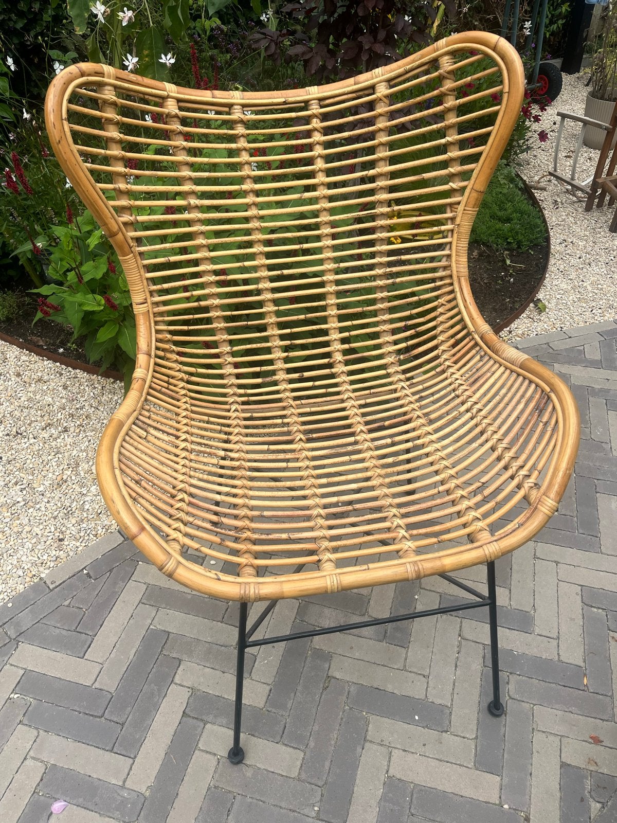 Rotan vlinderstoel - Vintage look, Huis en Inrichting, Ophalen, Gebruikt, Overige kleuren, Riet of Rotan