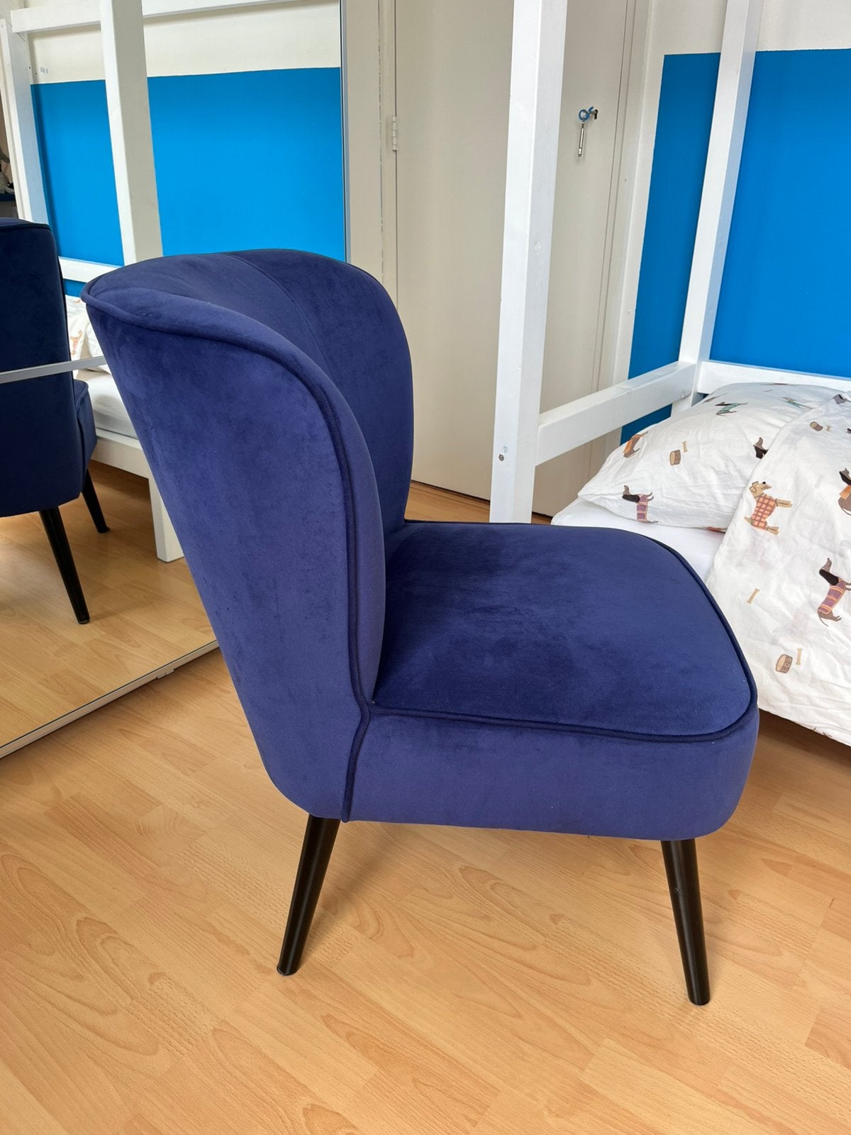 Leuke blauwe fauteuil stoel TEAB, Huis en Inrichting, Fauteuils, Ophalen, Gebruikt, 50 tot 75 cm