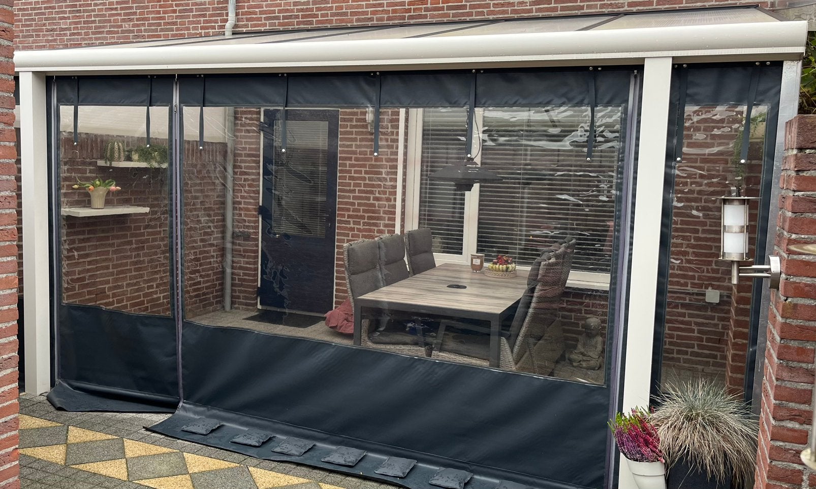 Witte overkapping veranda 5x3 meter, Tuin en Terras, Ophalen, Gebruikt, Veranda