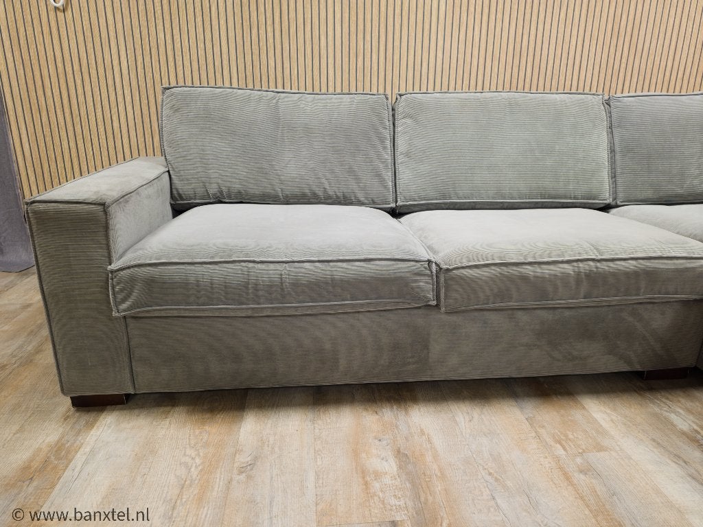 ZEER Mooi VERGRIJSD Groen RIBSTOF Hoekbank van WOOOD !!!, Info@banxtel.nl, Hoekbank, Hoekbank, Ophalen of Verzenden