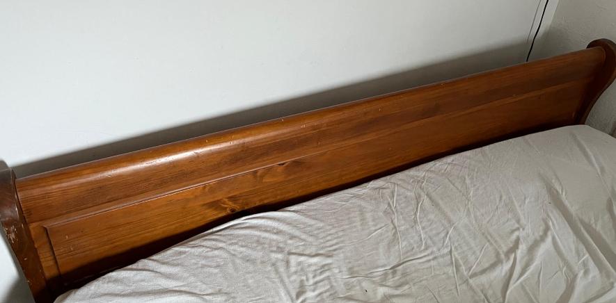 Tweepersoonsbed met houten frame, 160 breed, Ophalen, Bruin, Tweepersoons, Landelijk, rustiek