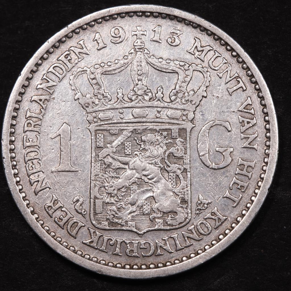 Gulden 1913. Fr/ Zfr., 1 gulden, Zilver, Ophalen of Verzenden, Koningin Wilhelmina